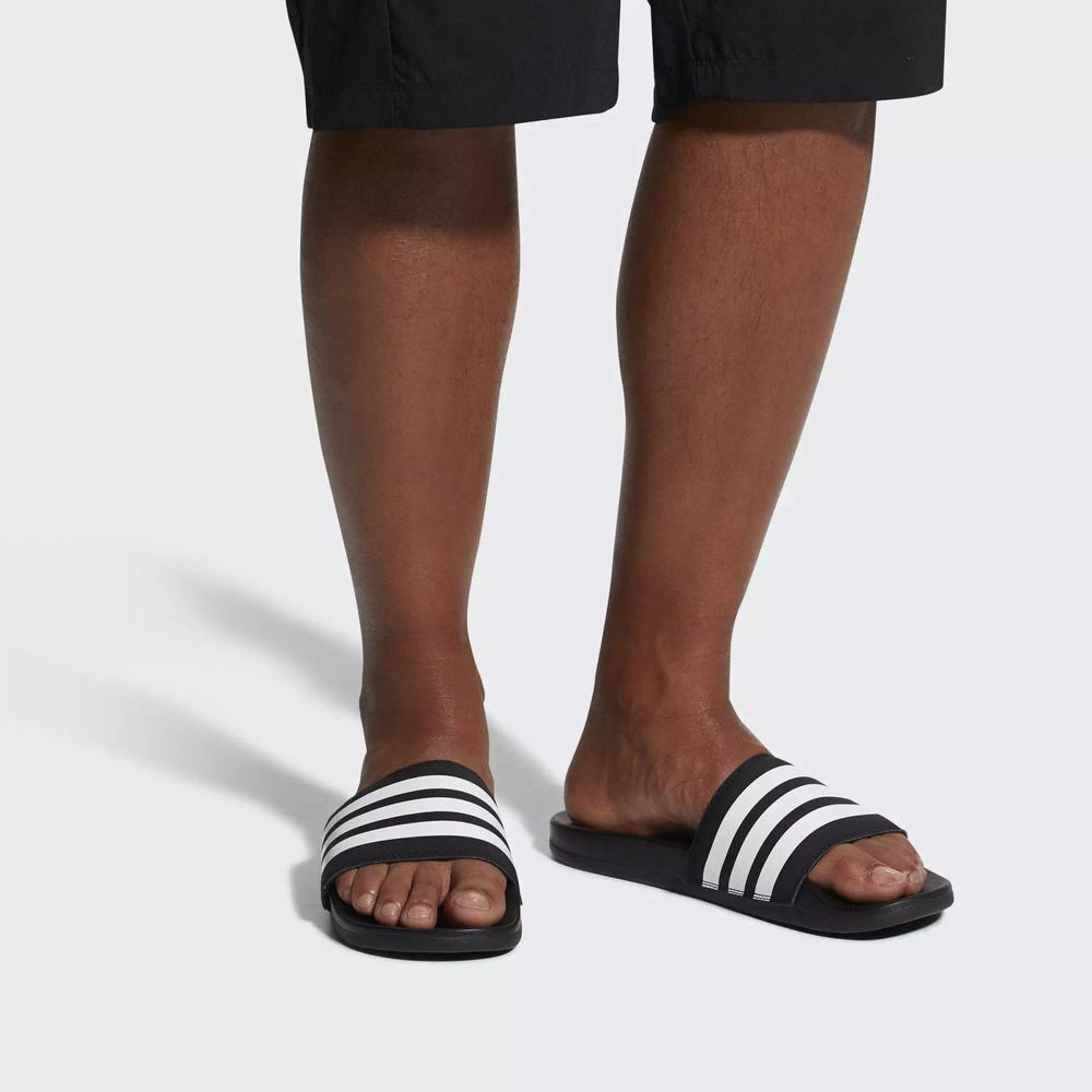 Adidas Adilette Cloudfoam Plus Stripes Sandalias Negros Para Hombre (MX-47242)